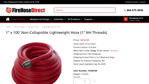 Firehose Direct - Red 1 x 100' Non-Collapsible Lightweight Hose