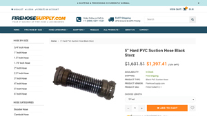 FireHoseSupply.com - 5 Hard PVC Suction Hose Black Storz
